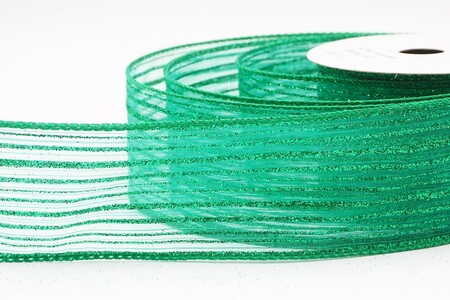 Green Metallic Sheer Fine Pinstripe Ribbon_KW0456GC-3-49